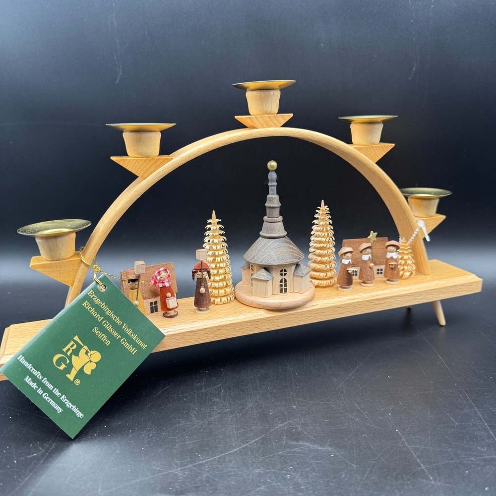 🎄 Richard Glässer German Schwibbogen Candle‎ Arch – Erzgebirge Handcrafted 🎄